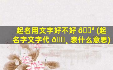 起名用文字好不好 🐳 (起名字文字代 🕸 表什么意思)